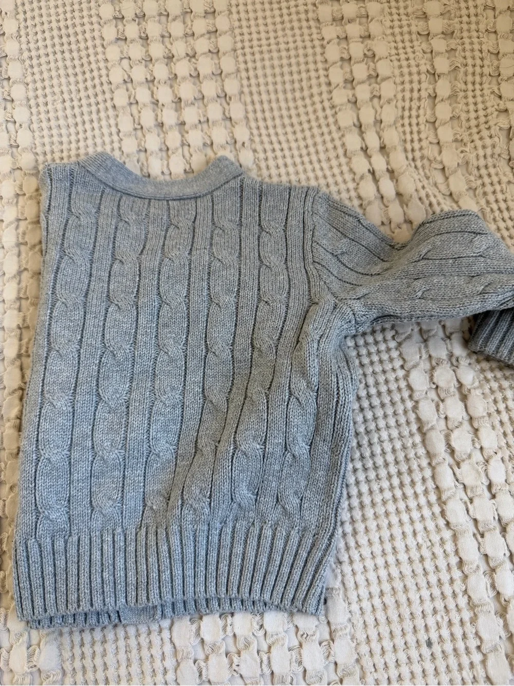Ralph Lauren Sweater Baby 18M Gray Cable Knit Cotton Button Cardigan V Neck